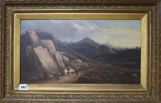 Hutchings, oil on board, The Peaks, Derbyshire, 1877, signed 24 x 45cm.
